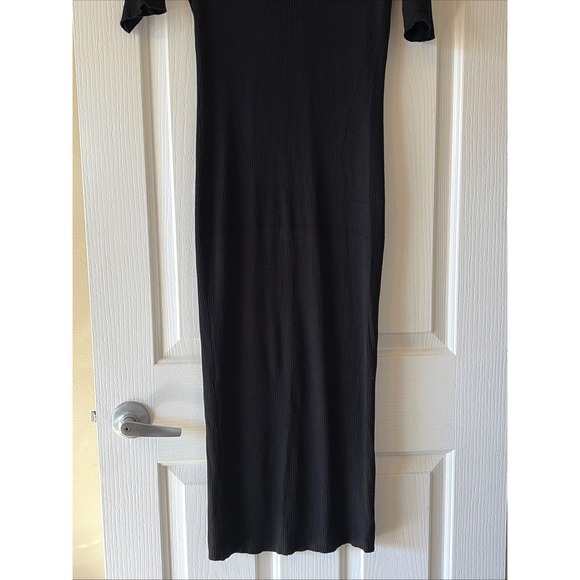 J Crew Black Crewneck Ribbed Knit Sweater Midi Dress Womens Small - Picture 3 of 8